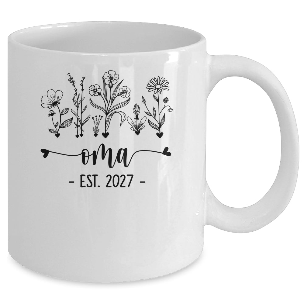 Promoted To Oma Est 2027 Pregnancy Announcement Flower Mug | siriusteestore