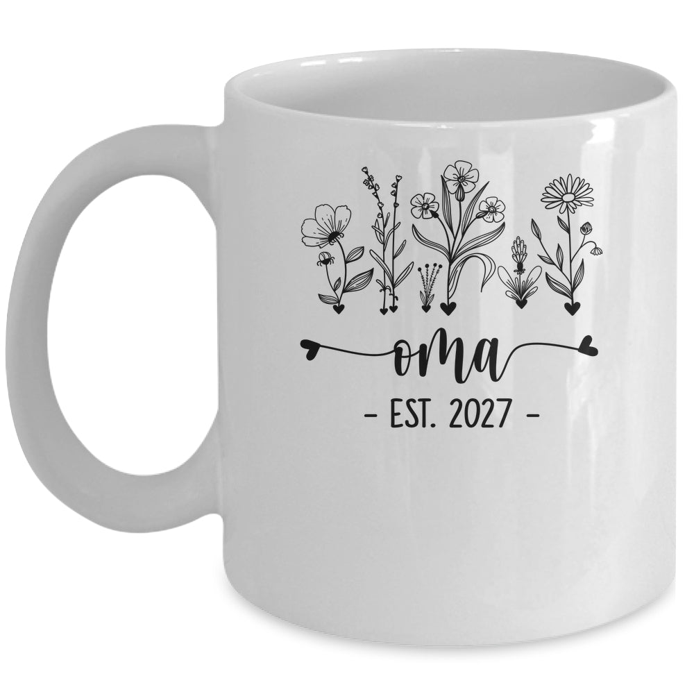 Promoted To Oma Est 2027 Pregnancy Announcement Flower Mug | siriusteestore