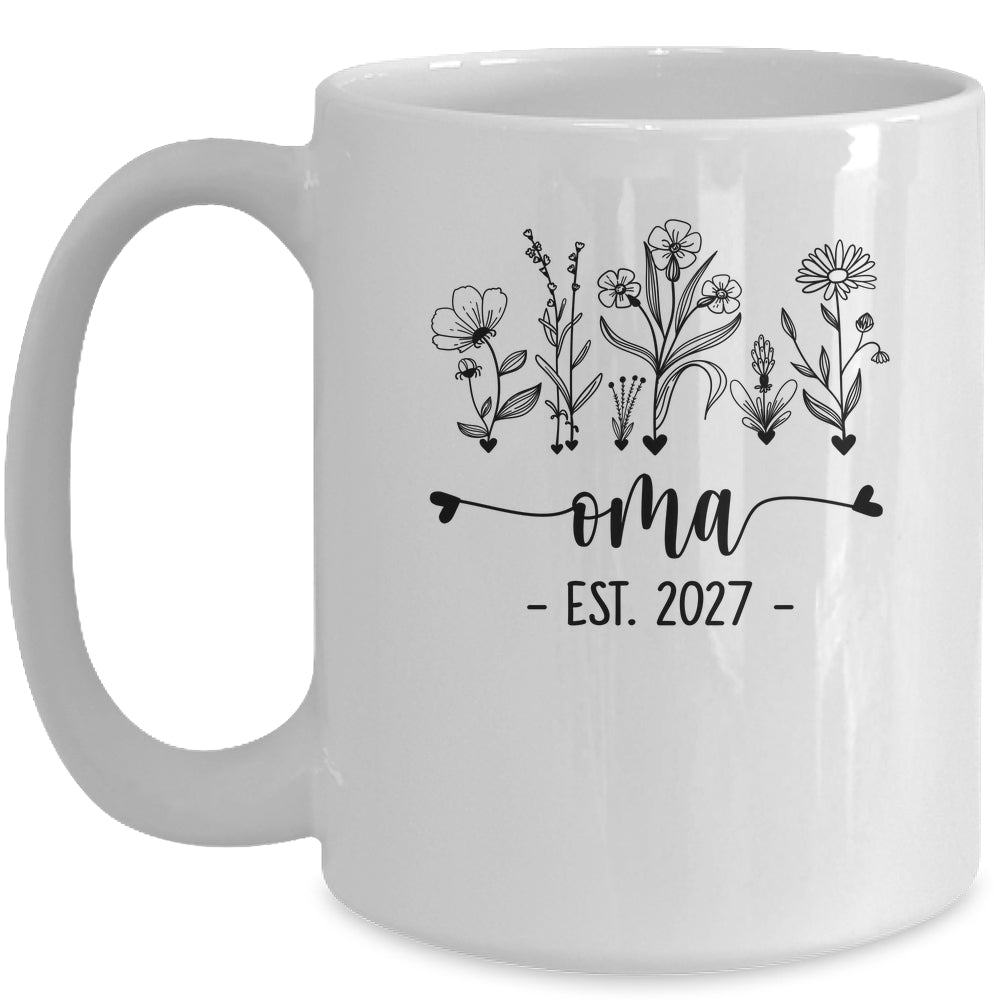 Promoted To Oma Est 2027 Pregnancy Announcement Flower Mug | siriusteestore