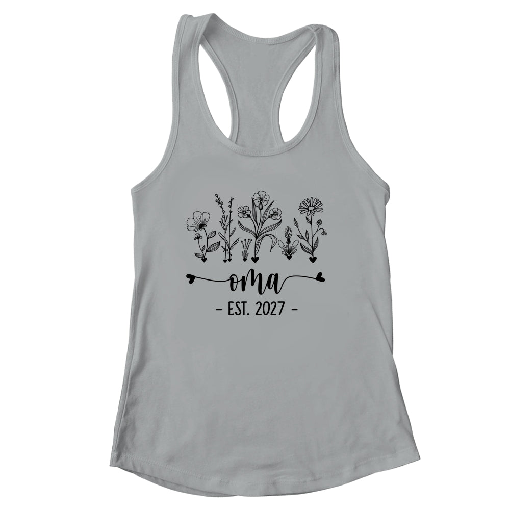 Promoted To Oma Est 2027 Pregnancy Announcement Flower Shirt & Tank Top | siriusteestore