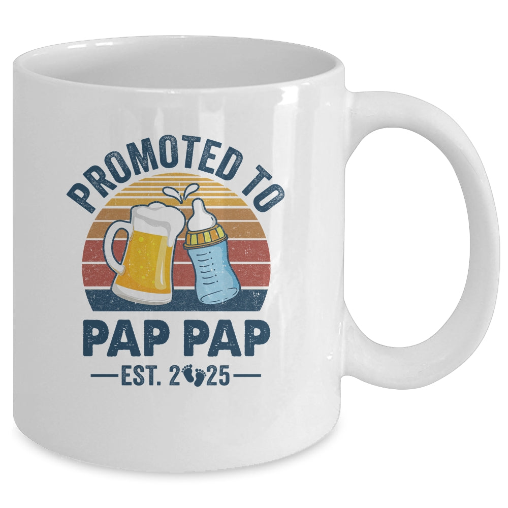 Promoted To Pap Pap Est 2025 First Time Fathers Day Vintage Mug | siriusteestore