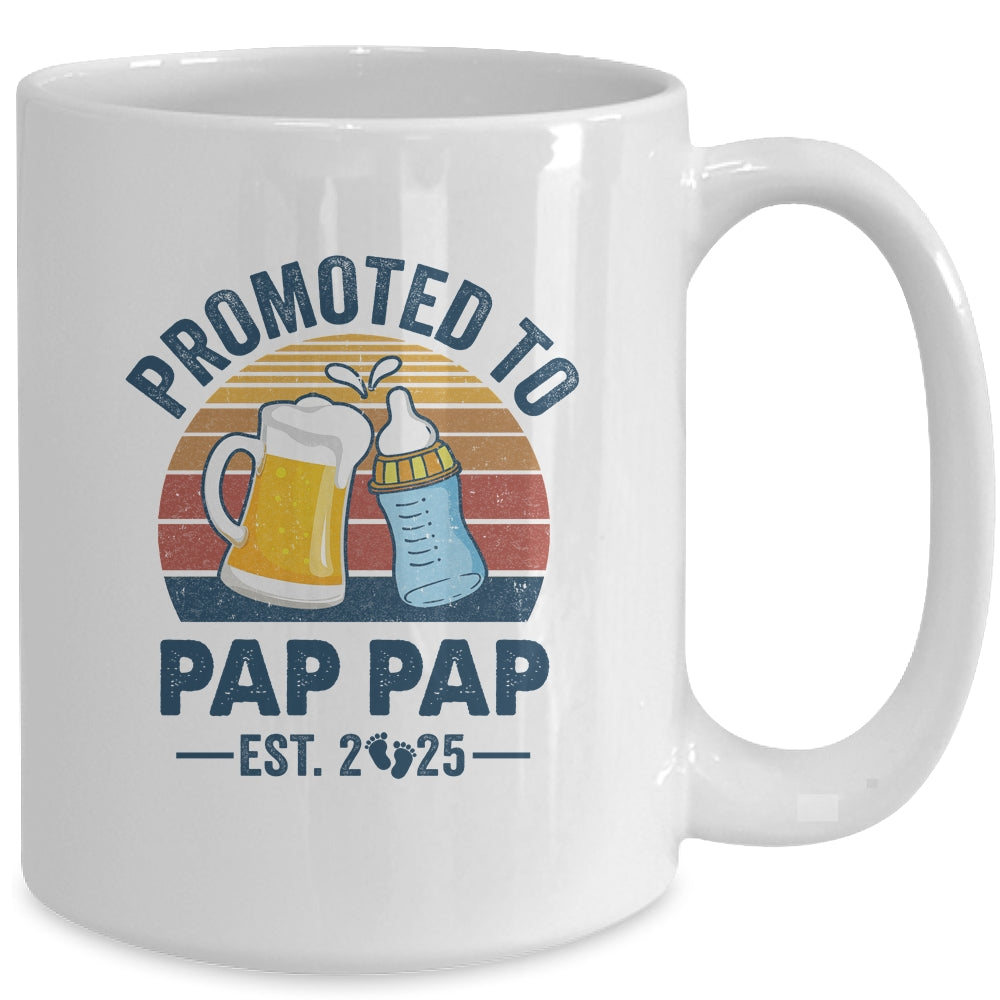 Promoted To Pap Pap Est 2025 First Time Fathers Day Vintage Mug | siriusteestore