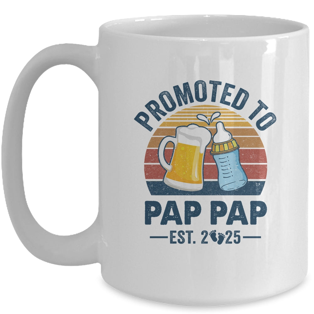Promoted To Pap Pap Est 2025 First Time Fathers Day Vintage Mug | siriusteestore