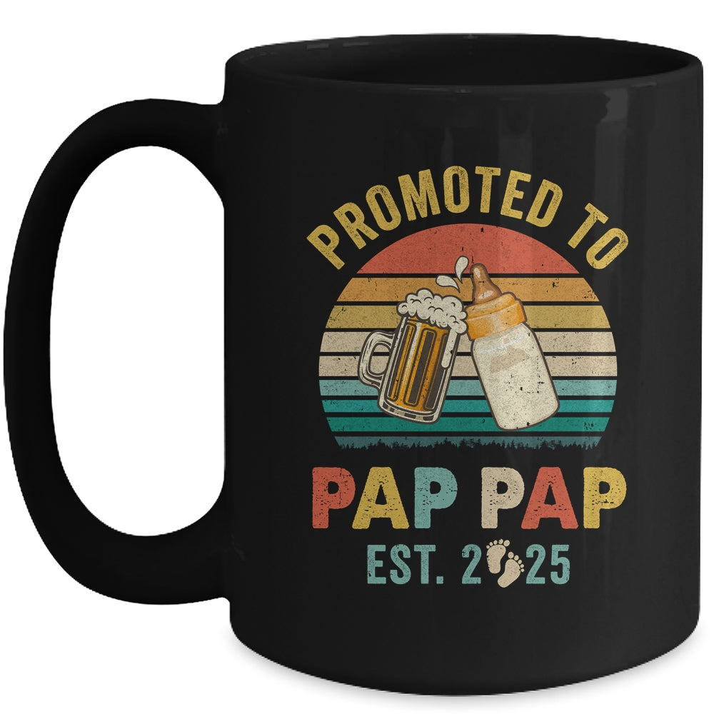 Promoted To Pap Pap Est 2025 Vintage New Fathers Day Mug | siriusteestore