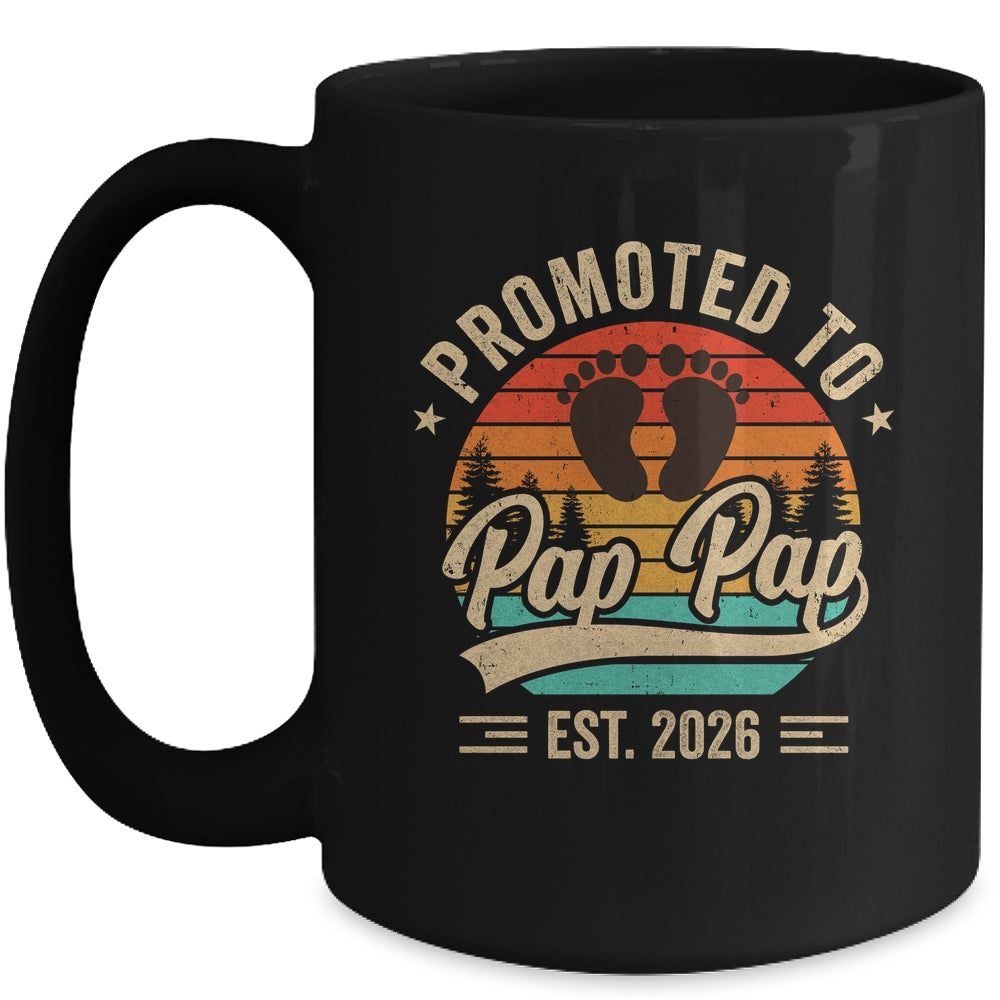Promoted To Pap Pap Est 2026 Grandparents Baby Announcement Mug | siriusteestore