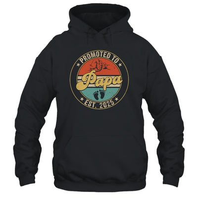 Promoted To Papa 2025 Pregnancy New First Papa Retro Shirt & Hoodie | siriusteestore