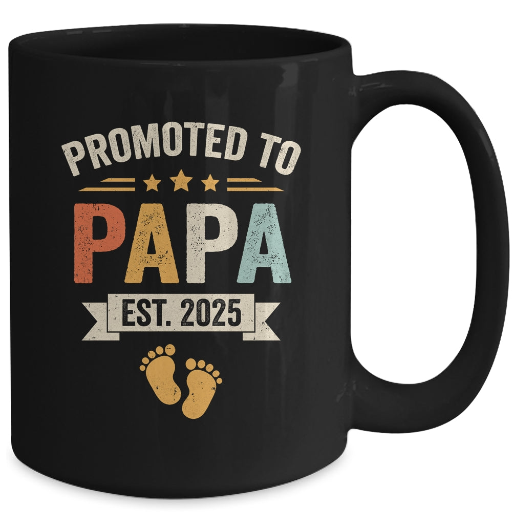 Promoted To Papa 2025 Retro Soon To Be Papa Est 2025 Mug | siriusteestore