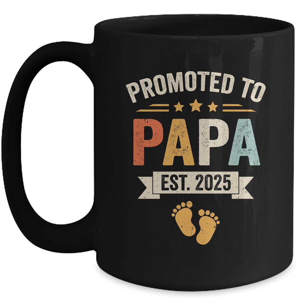 Promoted To Papa 2025 Retro Soon To Be Papa Est 2025 Mug | siriusteestore