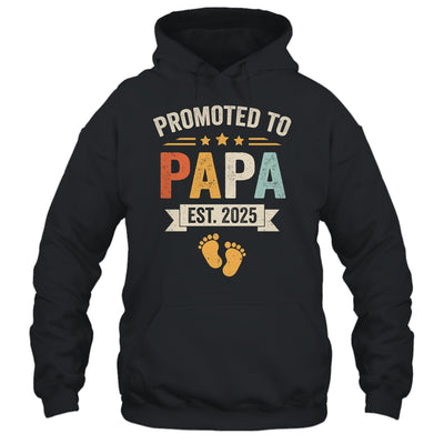 Promoted To Papa 2025 Retro Soon To Be Papa Est 2025 Shirt & Hoodie | siriusteestore