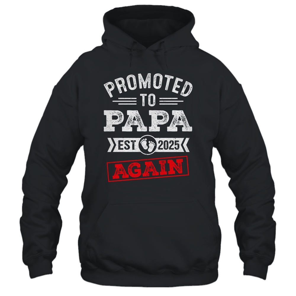 Promoted To Papa Again 2025 Pregnancy Announcement Shirt & Hoodie | siriusteestore