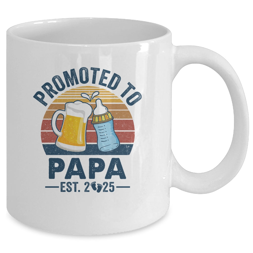 Promoted To Papa Est 2025 First Time Fathers Day Vintage Mug | siriusteestore