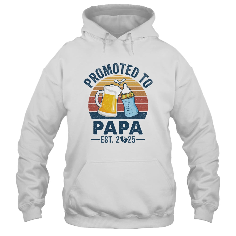 Promoted To Papa Est 2025 First Time Fathers Day Vintage Shirt & Hoodie | siriusteestore