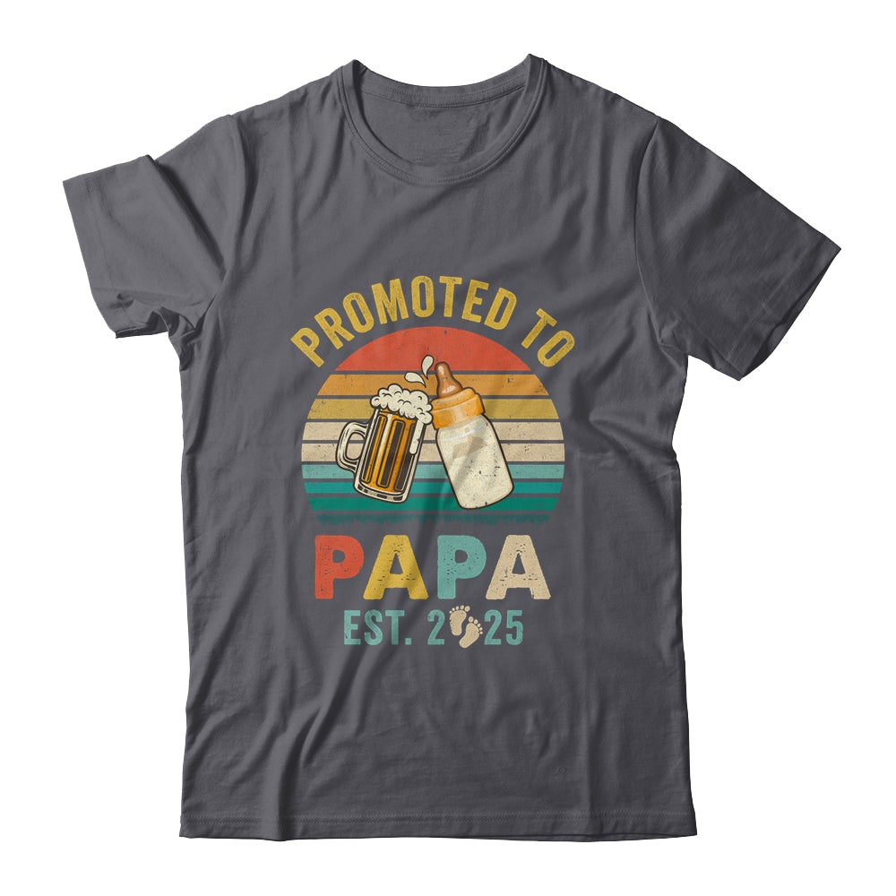 Promoted To Papa Est 2025 Vintage New Papa Fathers Day Shirt & Hoodie | siriusteestore
