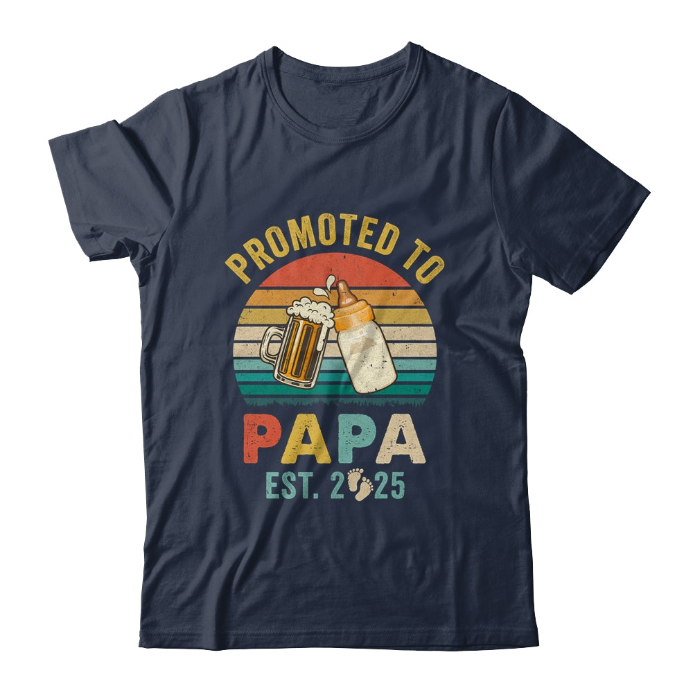 Promoted To Papa Est 2025 Vintage New Papa Fathers Day Shirt & Hoodie | siriusteestore