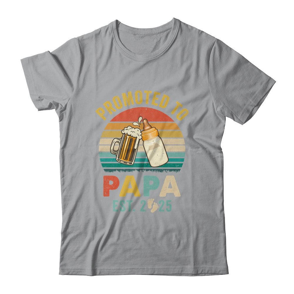 Promoted To Papa Est 2025 Vintage New Papa Fathers Day Shirt & Hoodie | siriusteestore