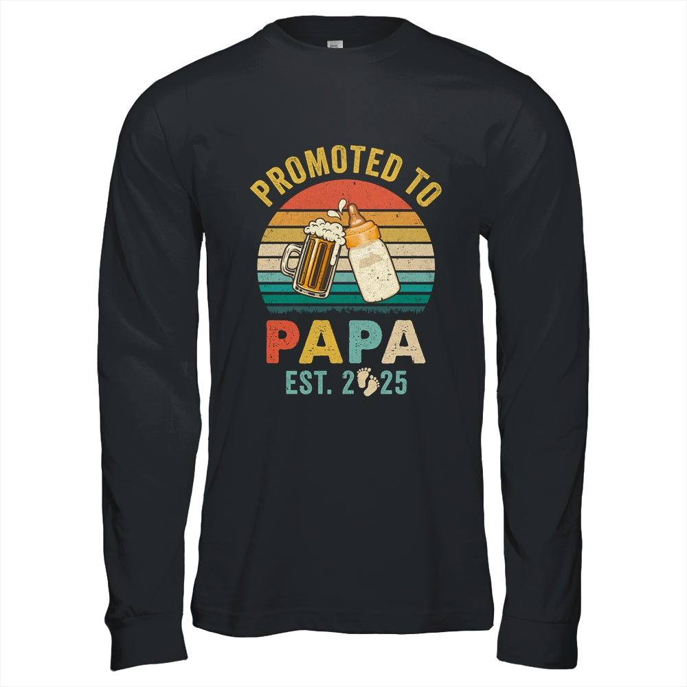 Promoted To Papa Est 2025 Vintage New Papa Fathers Day Shirt & Hoodie | siriusteestore