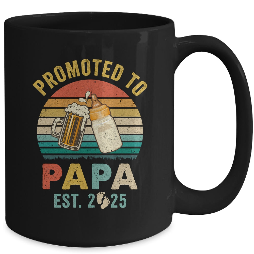 Promoted To Papa Est 2025 Vintage New Papa Fathers Day Mug | siriusteestore