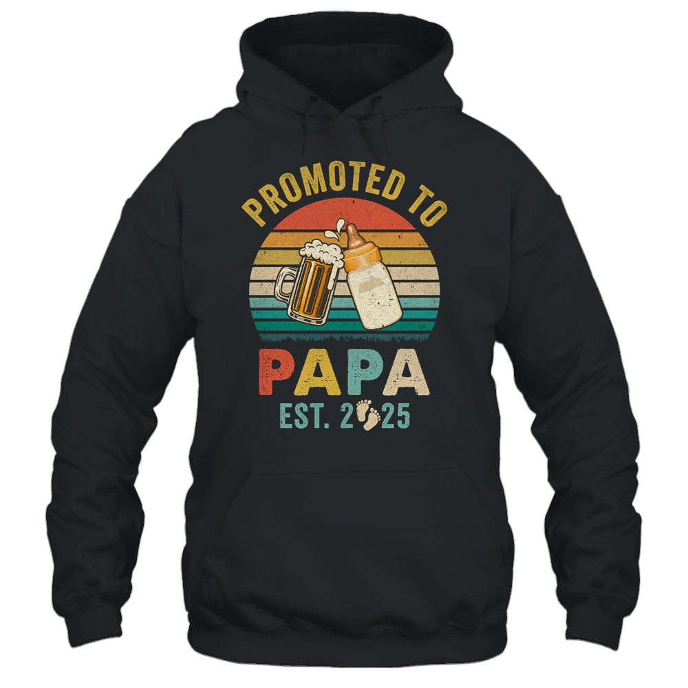 Promoted To Papa Est 2025 Vintage New Papa Fathers Day Shirt & Hoodie | siriusteestore