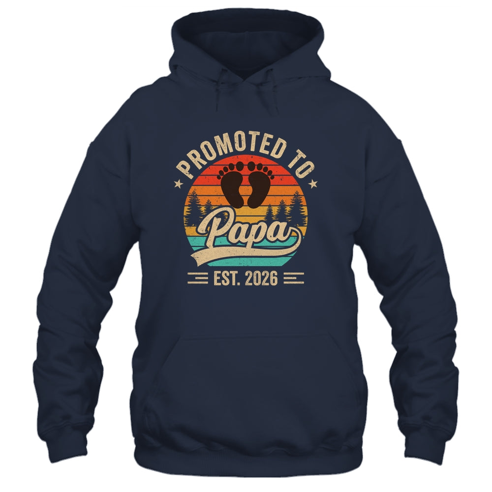 Promoted To Papa Est 2026 Grandparents Baby Announcement Shirt & Hoodie | siriusteestore