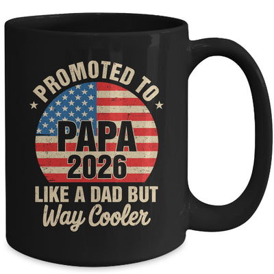 Promoted To Papa Est 2026 Soon To Be New Grandad US Flag Mug | siriusteestore