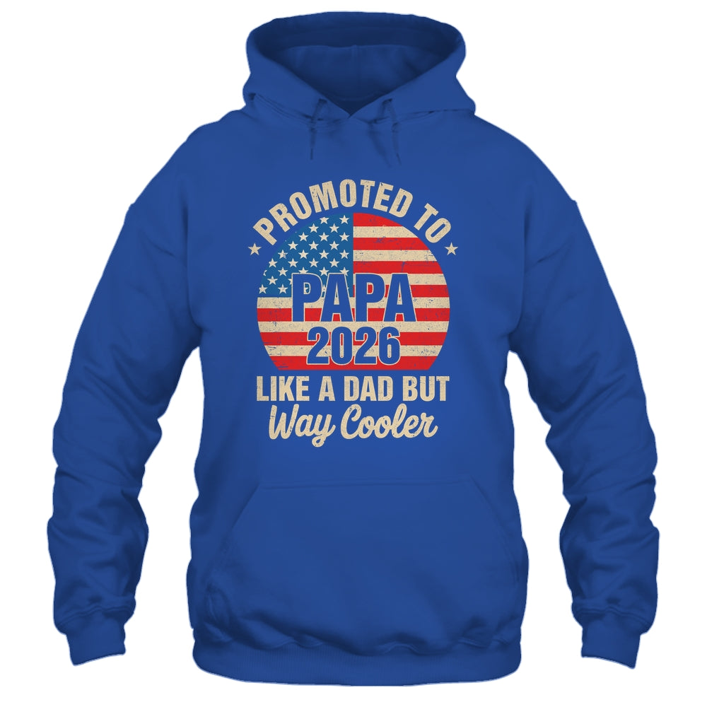 Promoted To Papa Est 2026 Soon To Be New Grandad US Flag Shirt & Hoodie | siriusteestore