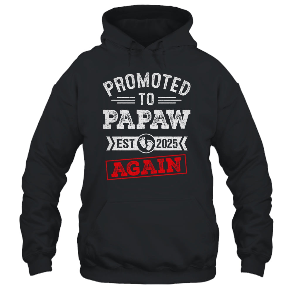 Promoted To Papaw Again 2025 Pregnancy Announcement Shirt & Hoodie | siriusteestore