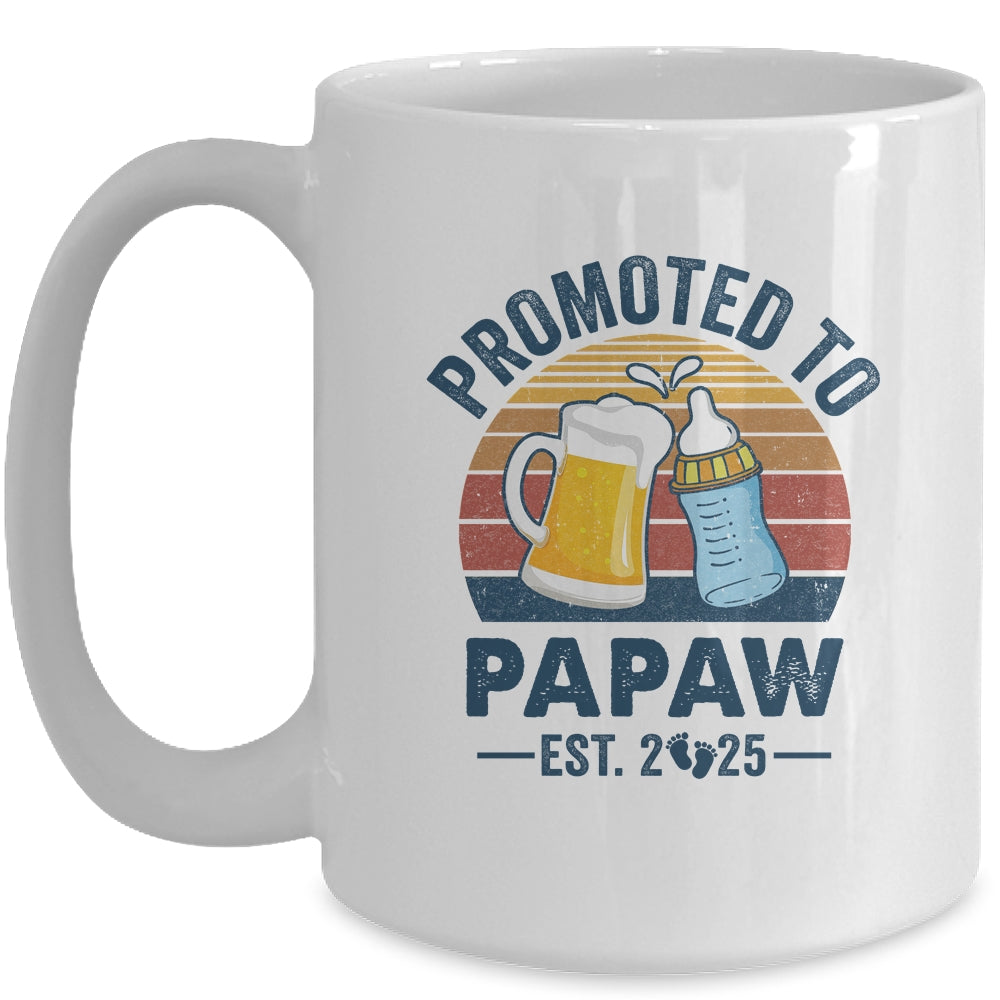 Promoted To Papaw Est 2025 First Time Fathers Day Vintage Mug | siriusteestore
