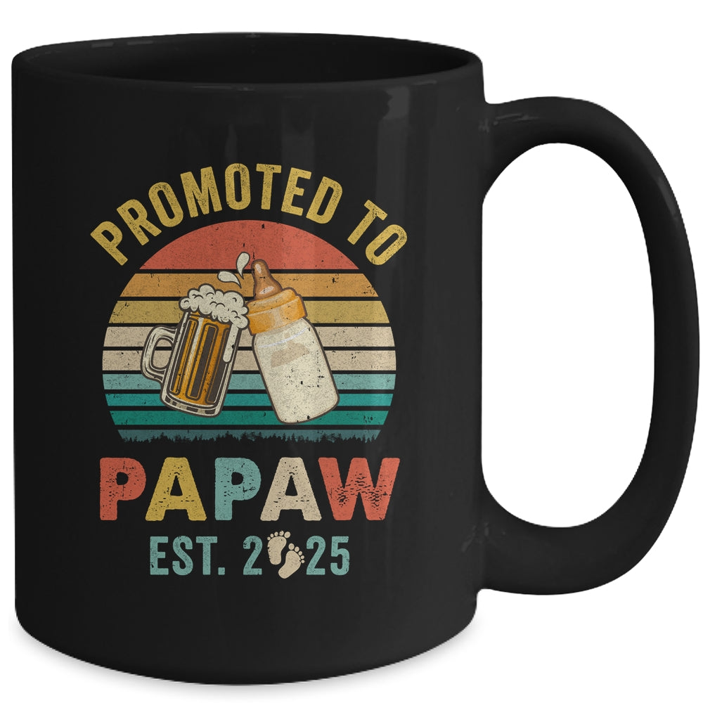 Promoted To Papaw Est 2025 Vintage New Papaw Fathers Day Mug | siriusteestore