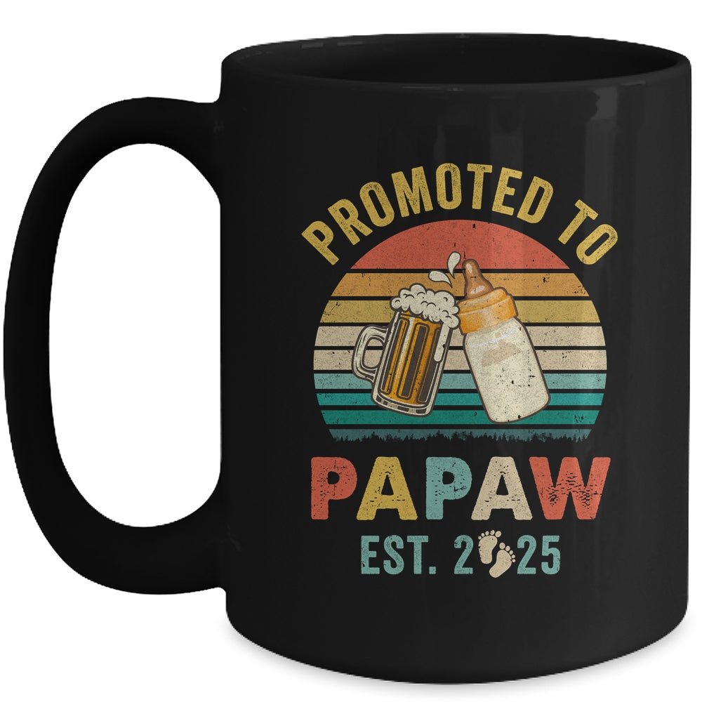 Promoted To Papaw Est 2025 Vintage New Papaw Fathers Day Mug | siriusteestore
