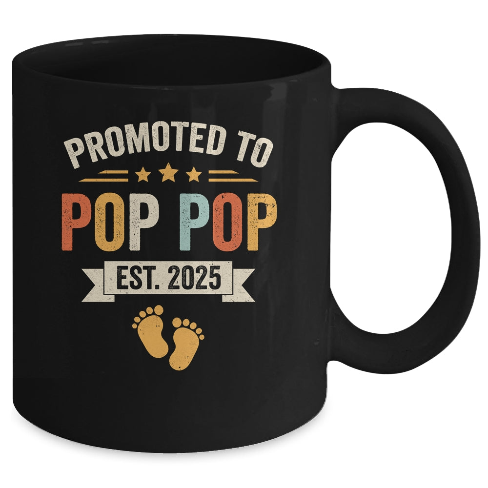Promoted To Pop Pop 2025 Retro Soon To Be Pop Pop Est 2025 Mug | siriusteestore