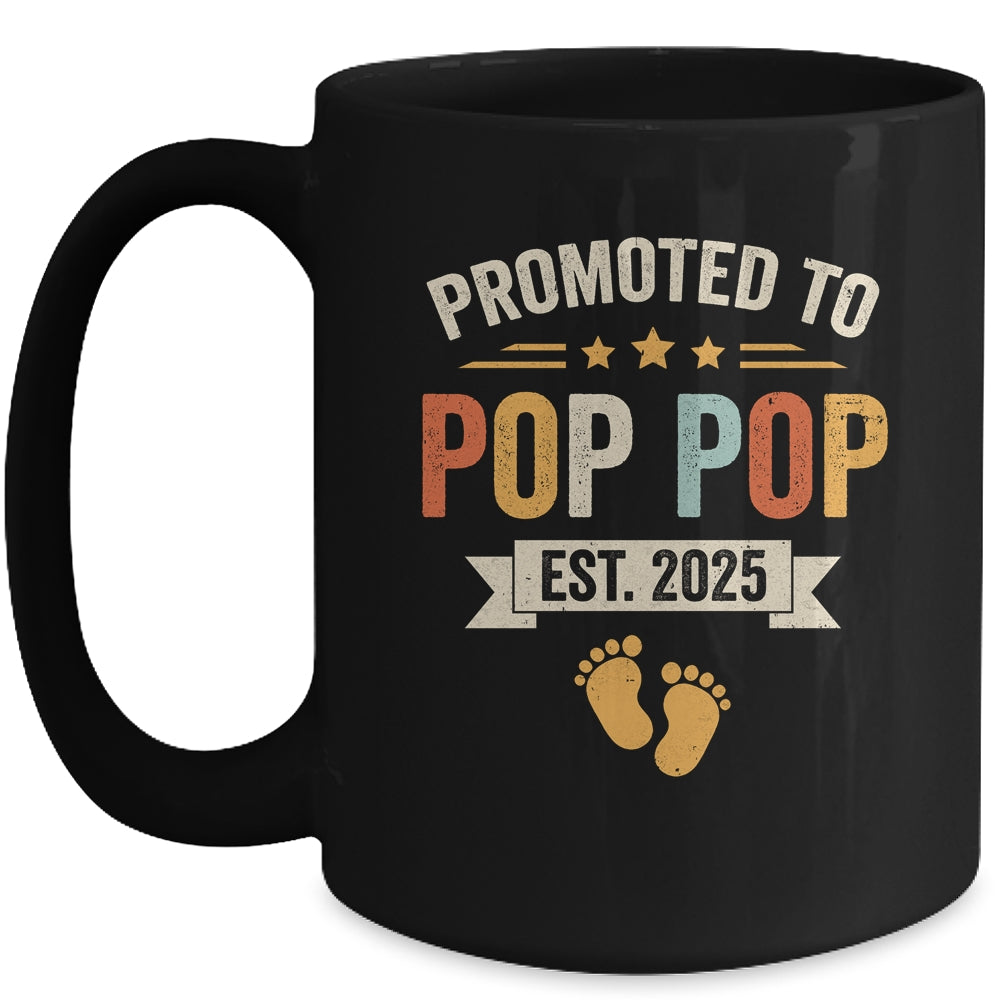Promoted To Pop Pop 2025 Retro Soon To Be Pop Pop Est 2025 Mug | siriusteestore