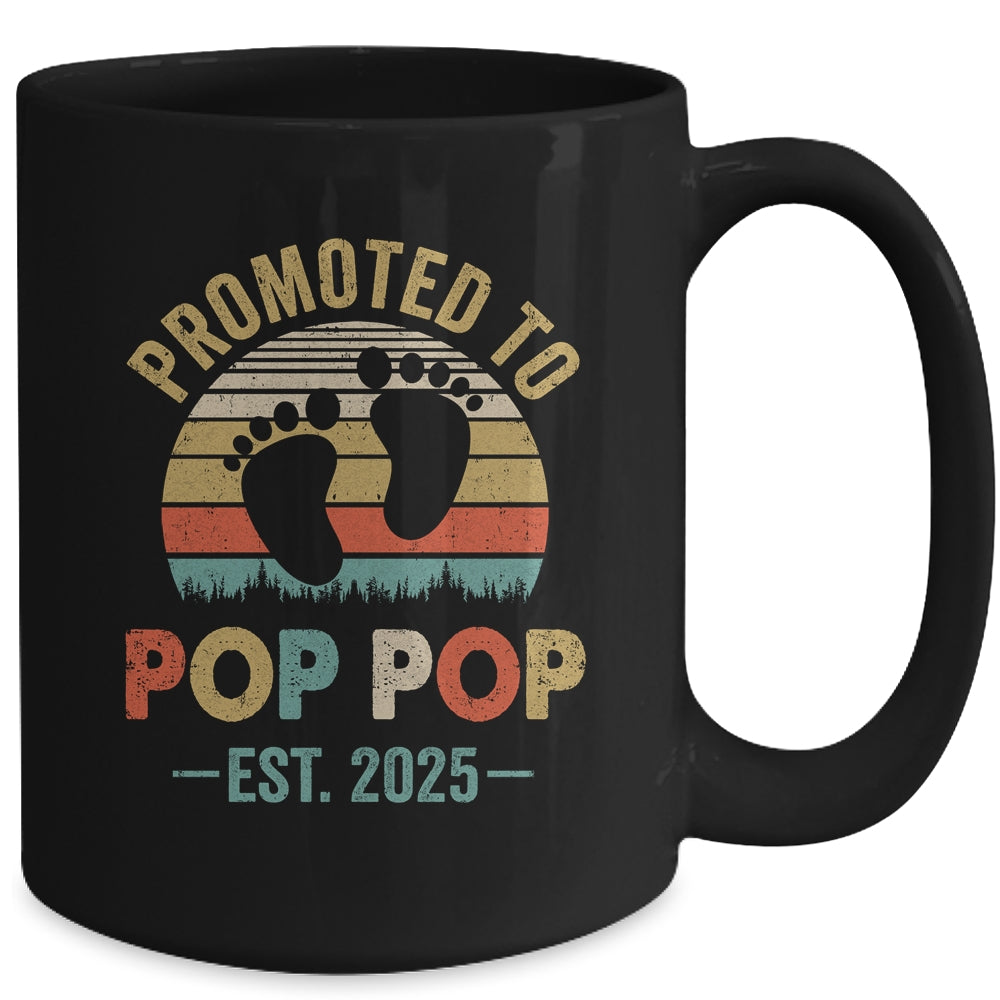 Promoted To Pop Pop Est 2025 Fathers Day Vintage Mug | siriusteestore