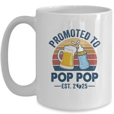 Promoted To Pop Pop Est 2025 First Time Fathers Day Vintage Mug | siriusteestore
