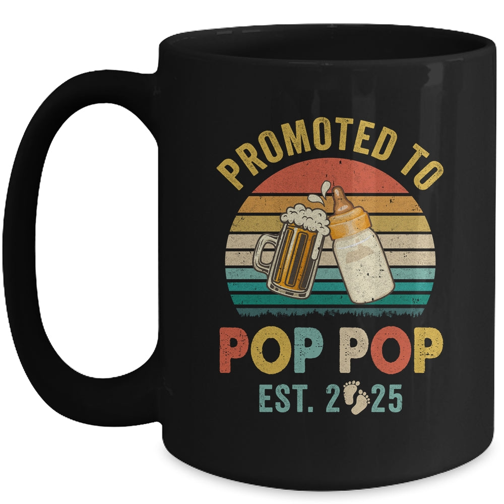 Promoted To Pop Pop Est 2025 Vintage New Fathers Day Mug | siriusteestore