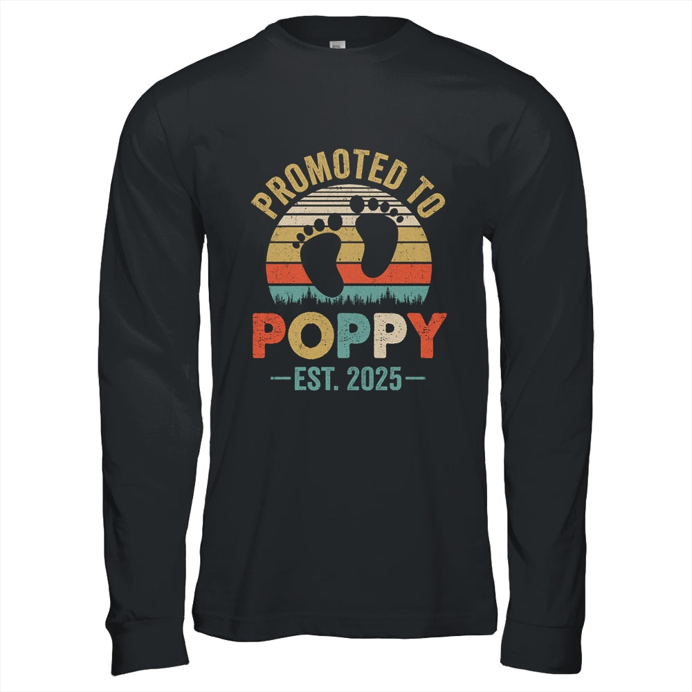 Promoted To Poppy Est 2025 Fathers Day Vintage Shirt & Hoodie | siriusteestore