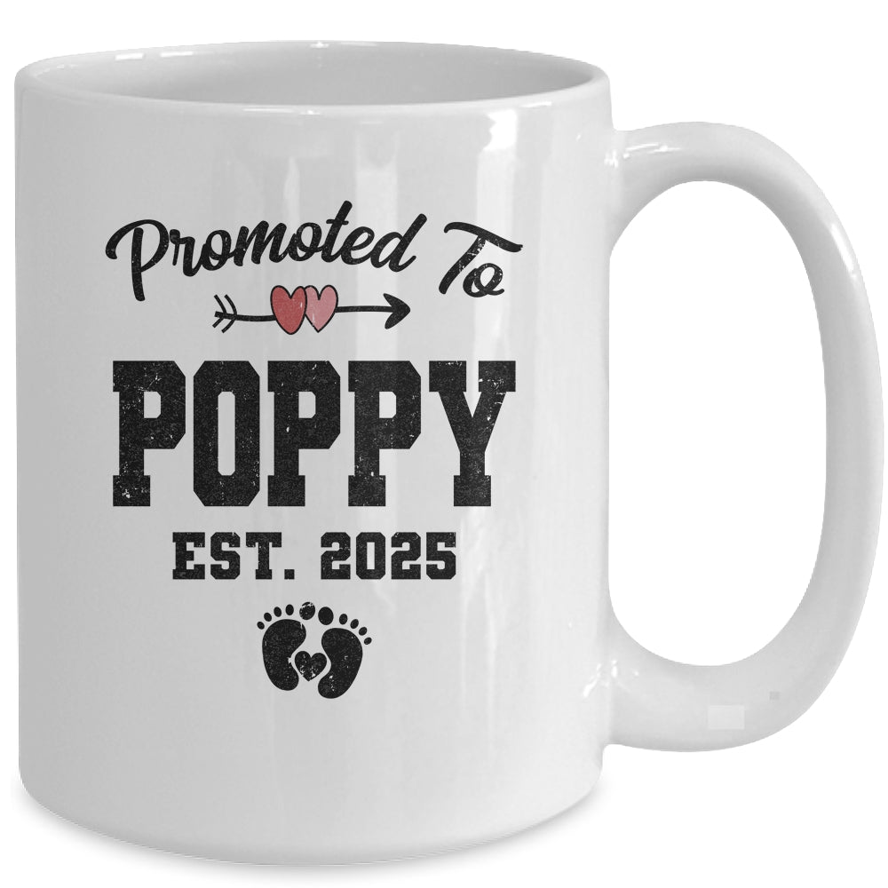 Promoted To Poppy Est 2025 First Time Fathers Day Mug | siriusteestore