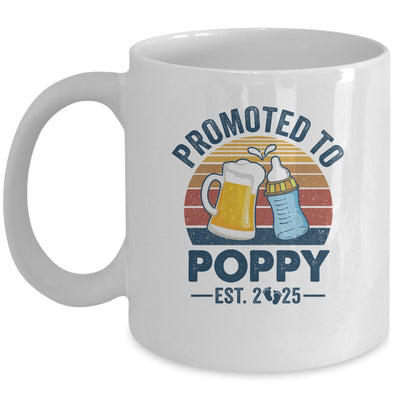 Promoted To Poppy Est 2025 First Time Fathers Day Vintage Mug | siriusteestore