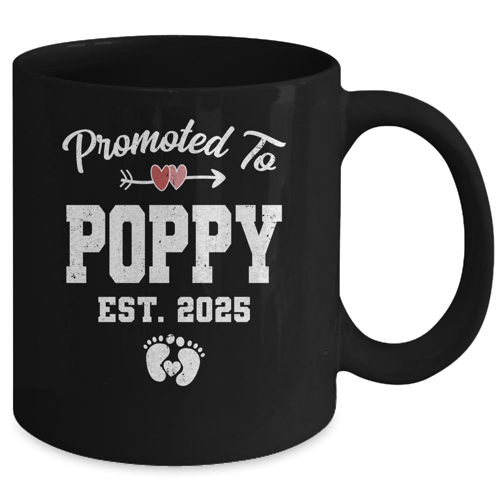 Promoted To Poppy Est 2025 Funny First Time Fathers Day Mug | siriusteestore