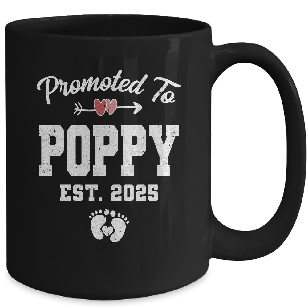 Promoted To Poppy Est 2025 Funny First Time Fathers Day Mug | siriusteestore