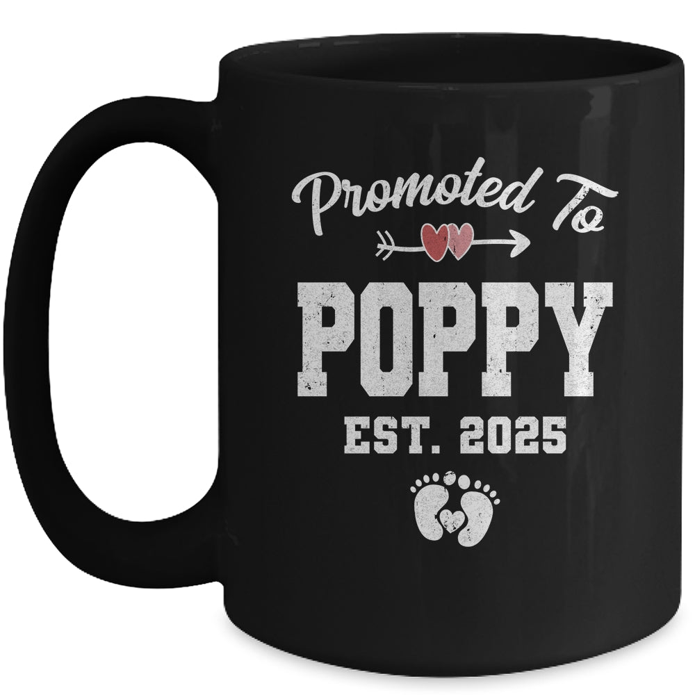 Promoted To Poppy Est 2025 Funny First Time Fathers Day Mug | siriusteestore