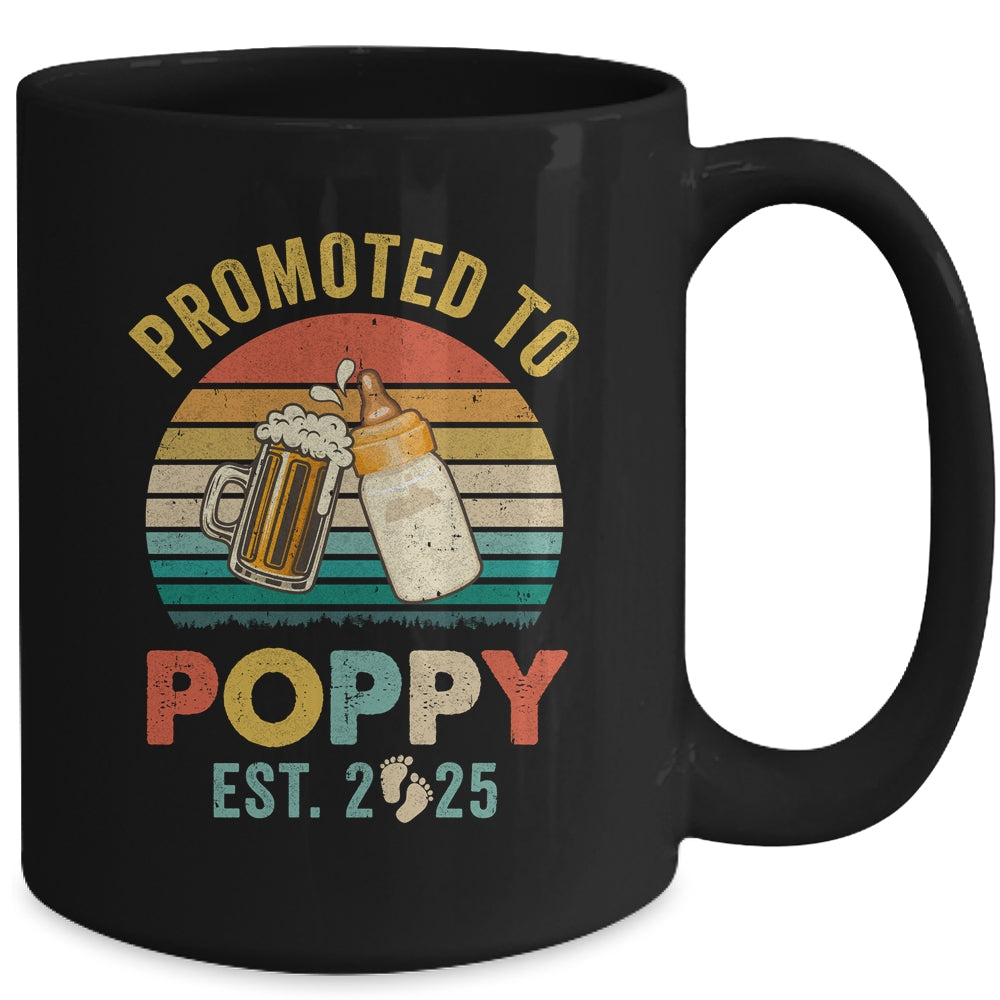 Promoted To Poppy Est 2025 Vintage New Poppy Fathers Day Mug | siriusteestore