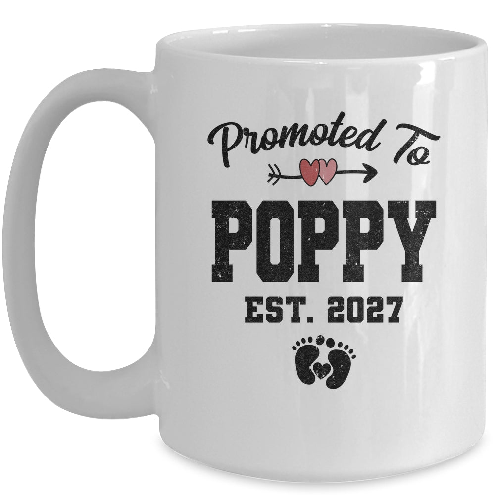 Promoted To Poppy Est 2027 First Time Fathers Day Mug | siriusteestore