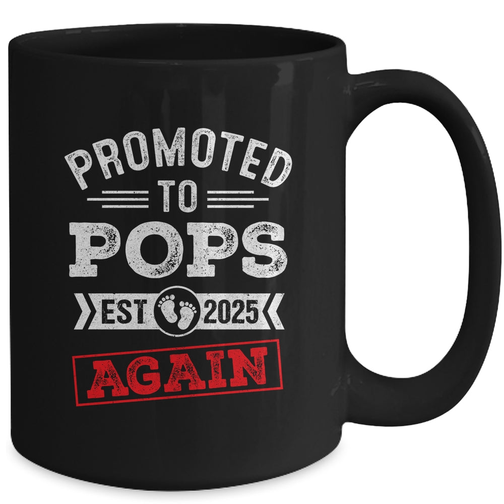 Promoted To Pops Again 2025 Pregnancy Announcement Mug | siriusteestore