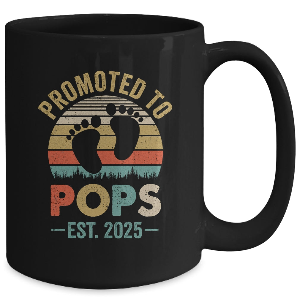 Promoted To Pops Est 2025 Fathers Day Vintage Mug | siriusteestore