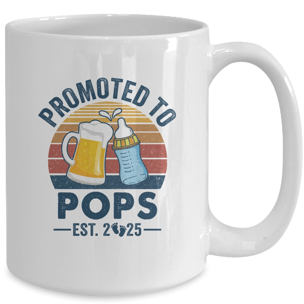 Promoted To Pops Est 2025 First Time Fathers Day Vintage Mug | siriusteestore