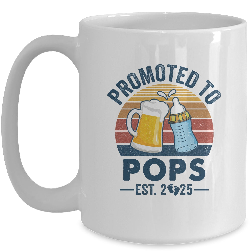 Promoted To Pops Est 2025 First Time Fathers Day Vintage Mug | siriusteestore