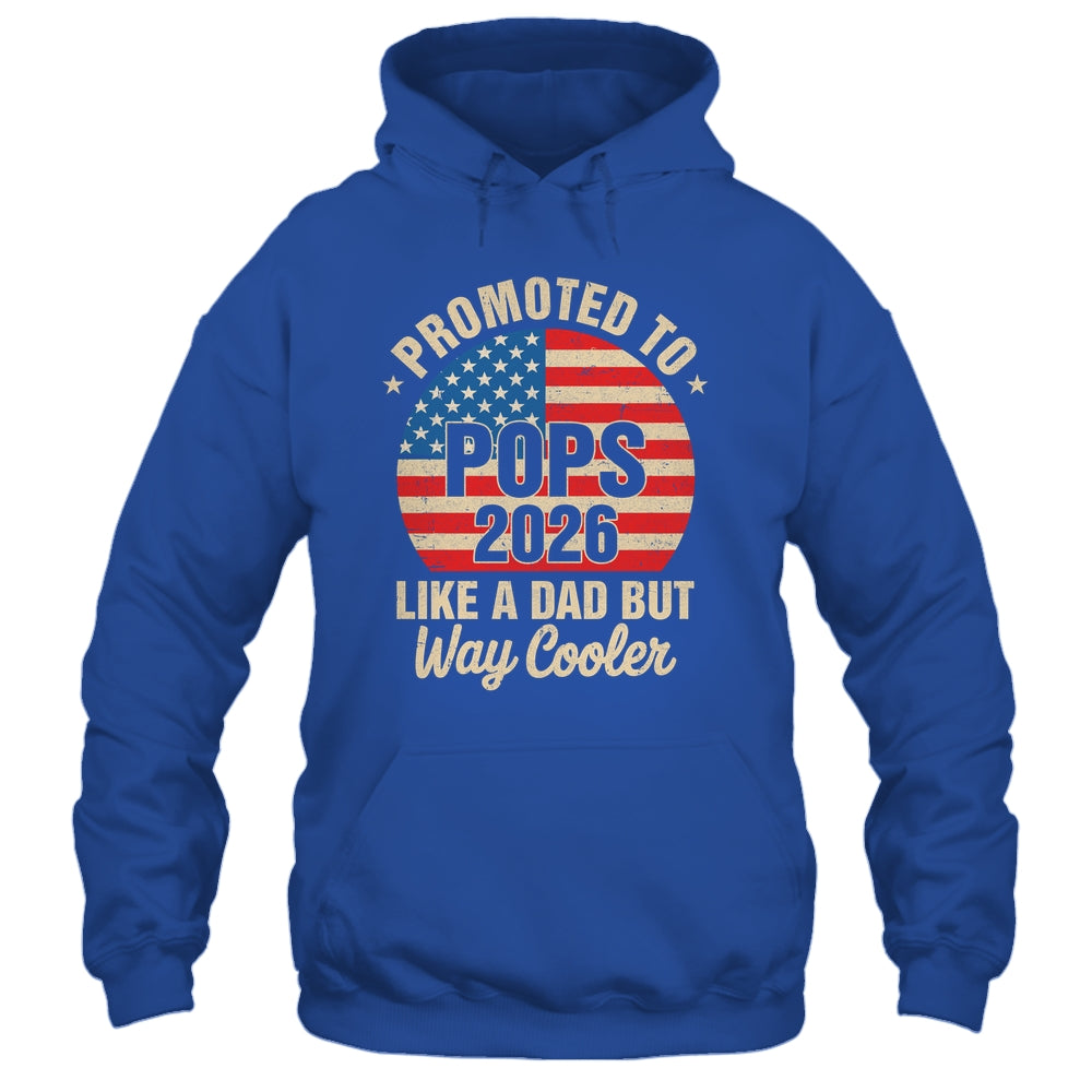 Promoted To Pops Est 2026 Soon To Be New Grandad US Flag Shirt & Hoodie | siriusteestore
