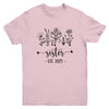 Promoted To Sister Est 2025 Pregnancy Announcement Flower Youth Shirt | siriusteestore