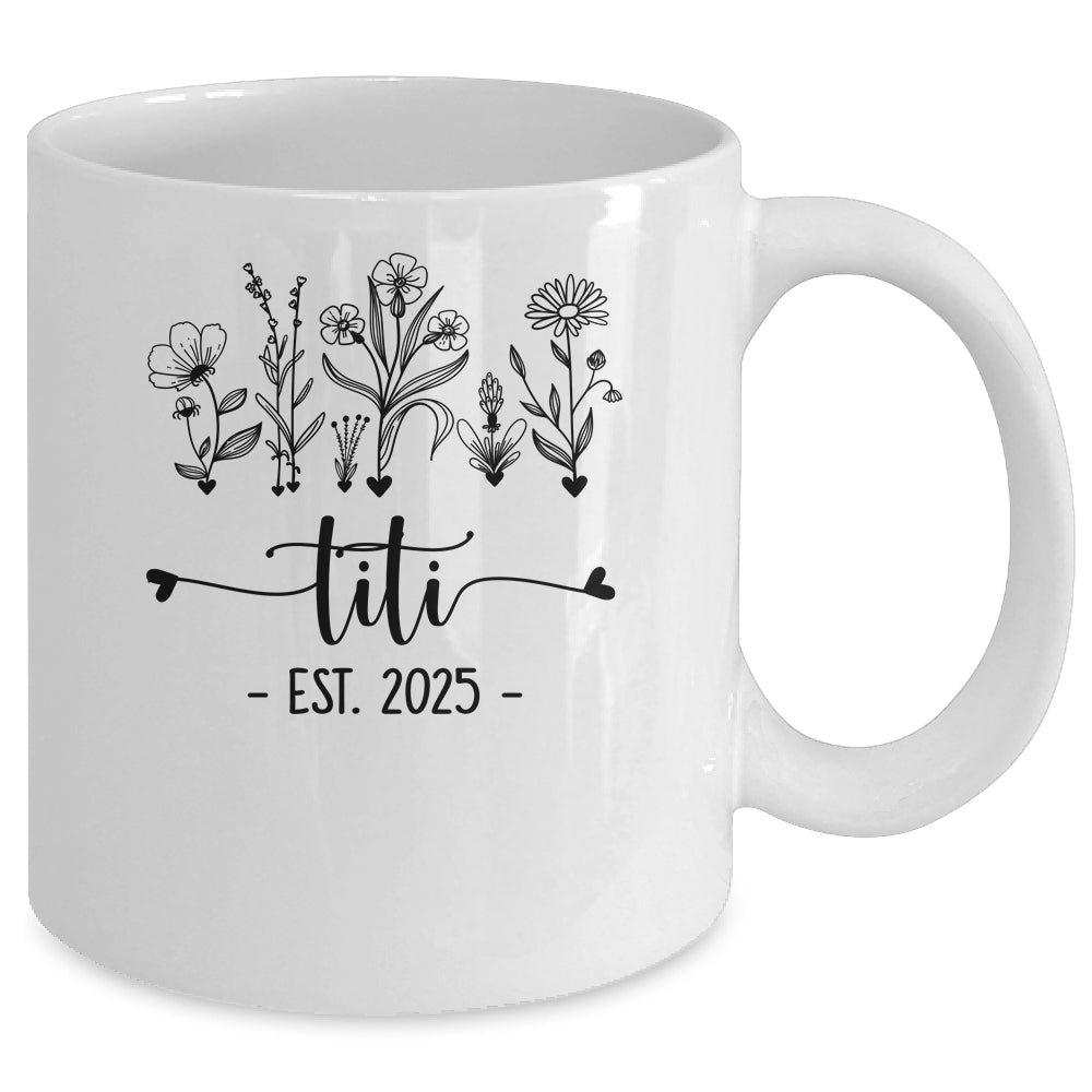 Promoted To Titi Est 2025 Pregnancy Announcement Flower Mug | siriusteestore