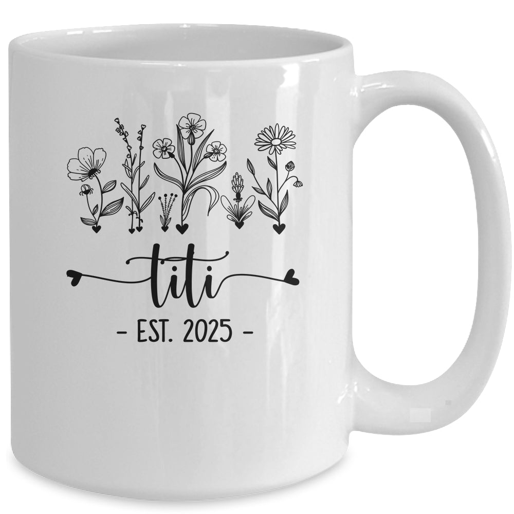 Promoted To Titi Est 2025 Pregnancy Announcement Flower Mug | siriusteestore